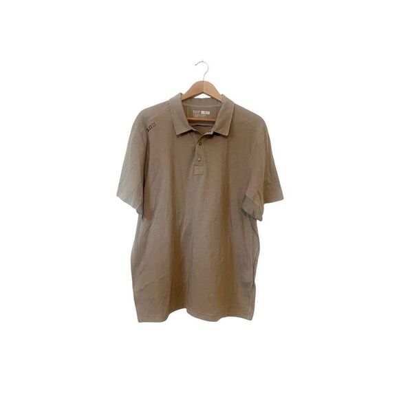 5.11 Tactical Tan Beige Cotton Blend Short Sleeve Collared Polo Shirt Mens XL - Picture 1 of 7